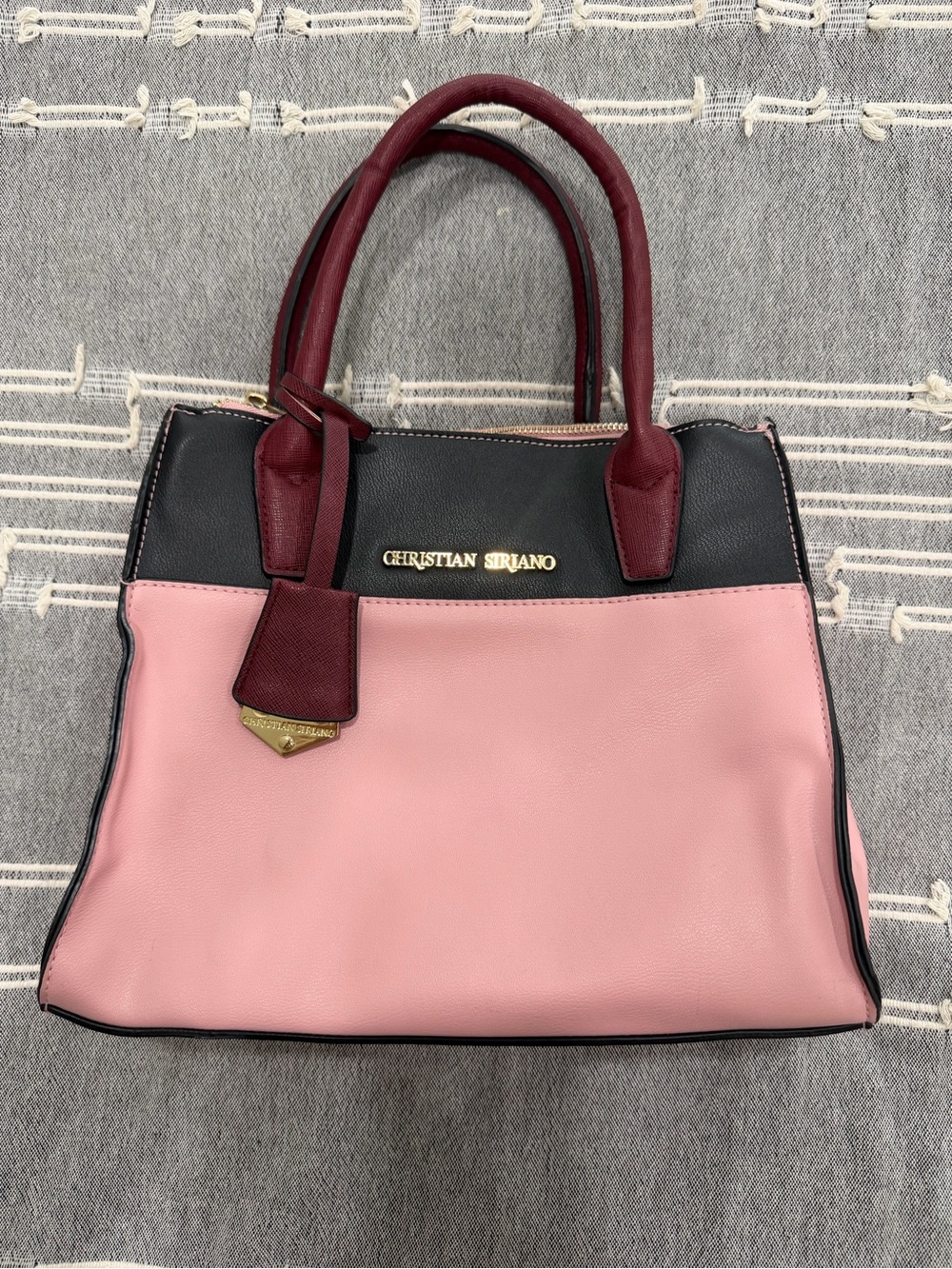 Christian Siriano Pink, Black & Burgundy Colorblock Satchel